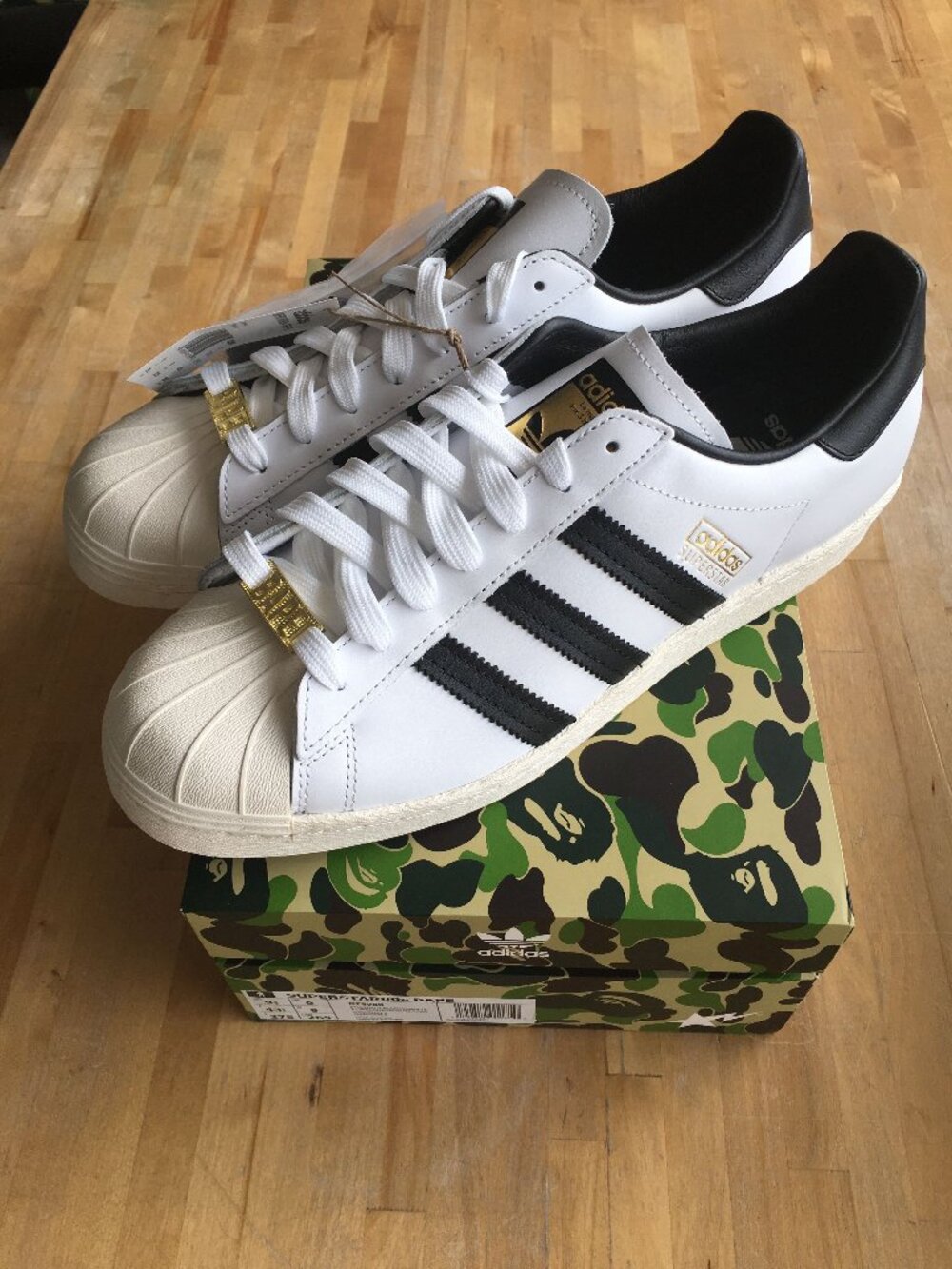 A Bathing Ape x adidas Superstar 80s "White/Black" GZ8980 Sz 9.5